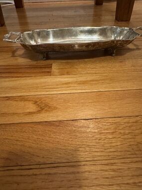 Vintage Decorative Silver-Tone Footed Tray